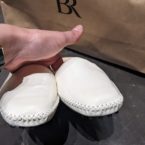 Stuart Weitzman White patent loafers