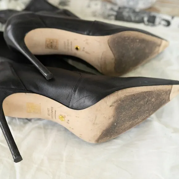 Stuart Weitzman Women's 100 Stretch Leather Stiletto Bootie Size 9.5 Black Shoes