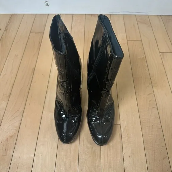 STUART WEITZMAN Women's Apollo Patent Leather Black Ankle Boot Stiletto Size 7.5
