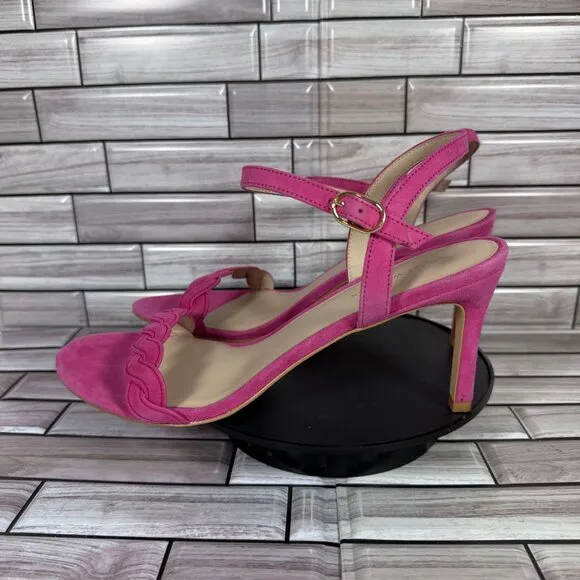 Stuart Weitzman Women's Hot Pink Dancer Twistie 100 Suede Sandal Size 11-NEW