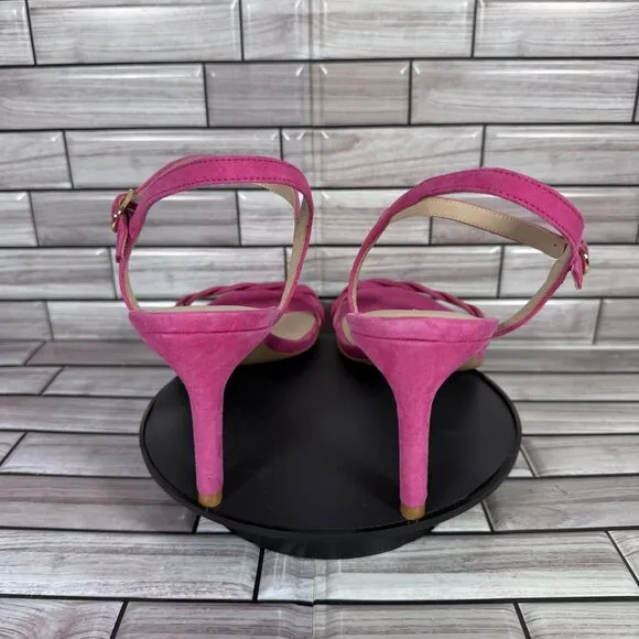 Stuart Weitzman Women's Hot Pink Dancer Twistie 100 Suede Sandal Size 11-NEW