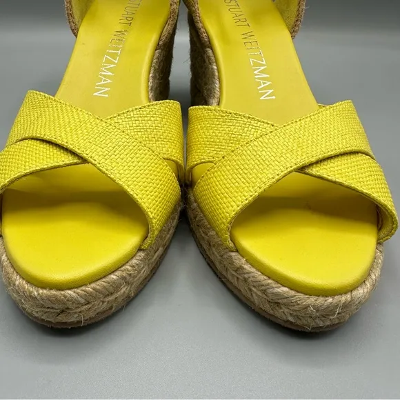 Stuart Weitzman Womens Mirela Espadrille Wedge Sandals Pistachio Yellow