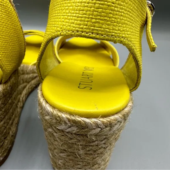 Stuart Weitzman Womens Mirela Espadrille Wedge Sandals Pistachio Yellow