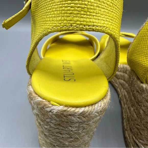 Stuart Weitzman Womens Mirela Espadrille Wedge Sandals Pistachio Yellow