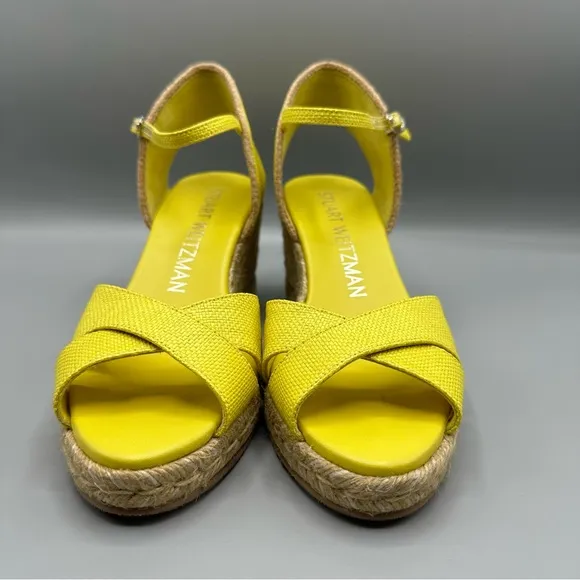 Stuart Weitzman Womens Mirela Espadrille Wedge Sandals Pistachio Yellow