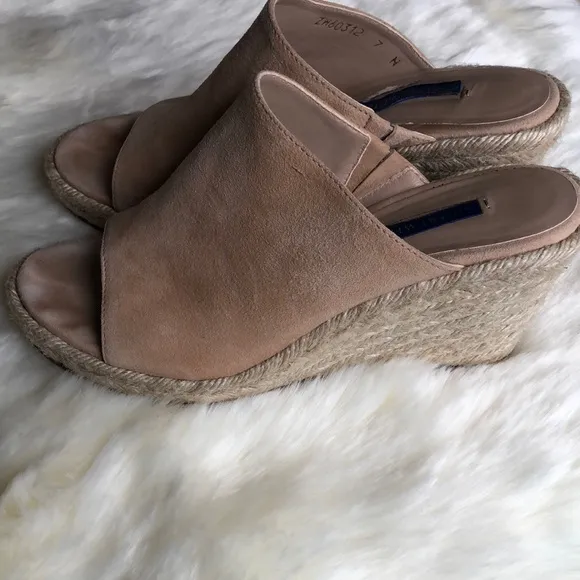Stuart Weitzman Women's Tan Espadrille Wedge Sandal