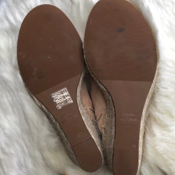 Stuart Weitzman Women's Tan Espadrille Wedge Sandal