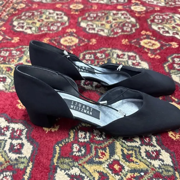 STUART WEITZMAN Y2K D'Orsay Strappy Low Heel Pumps Sz 7 A A Elegant Swarovski