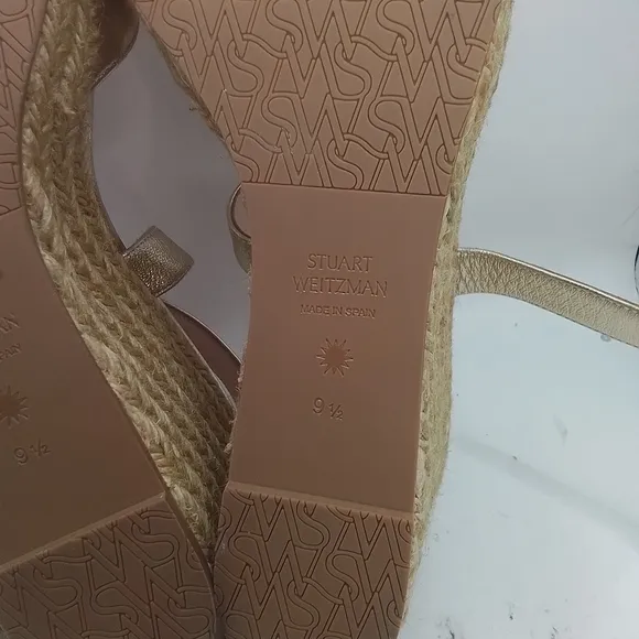 STUART WEITZMAN ZUZU ESPADRILLE WEDGE PLATINO PLAFTFORM SZ 9.5