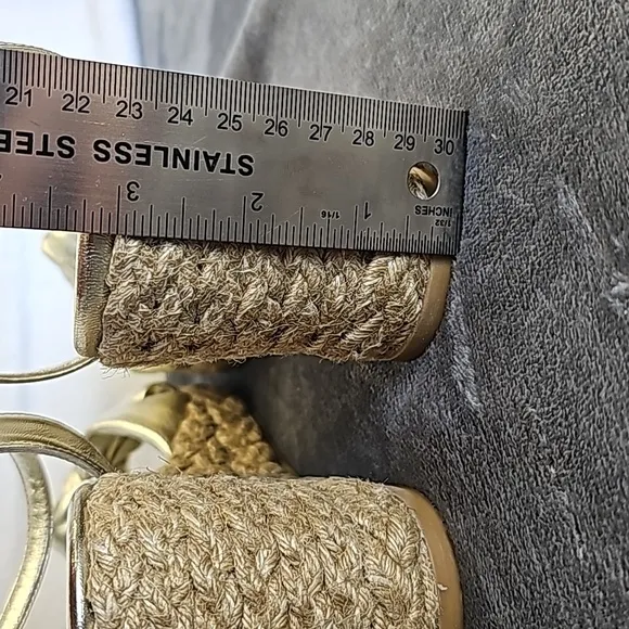 STUART WEITZMANPlaya knotted metallic leather espadrille wedge sandals