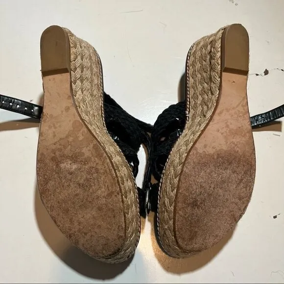 Stuart Wietzman Black Crochet Straps Espadrille Sandals