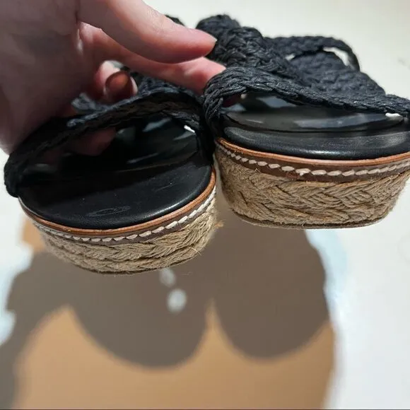 Stuart Wietzman Black Crochet Straps Espadrille Sandals