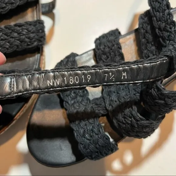 Stuart Wietzman Black Crochet Straps Espadrille Sandals