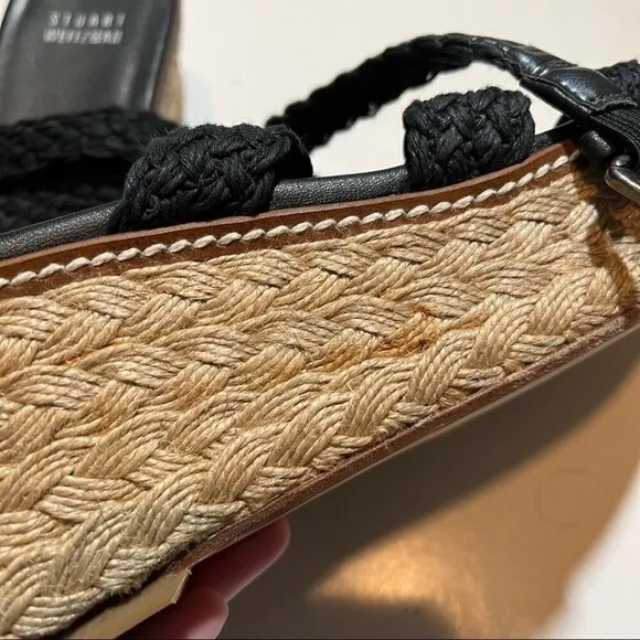 Stuart Wietzman Black Crochet Straps Espadrille Sandals