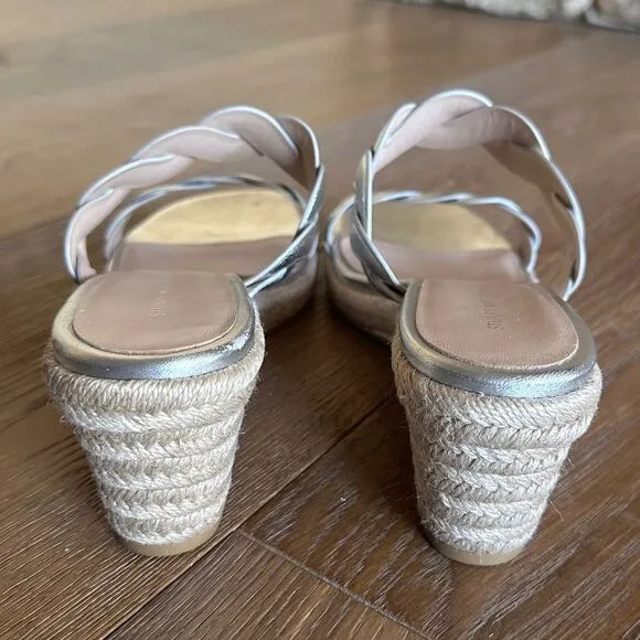 Stuart Weitzman Twisted Espadrille Slide Sandals In Platino