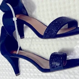 Style &amp; Co Dark Navy Microsuede Open Toe Stiletto Heels 6.5M, New Without Box.
