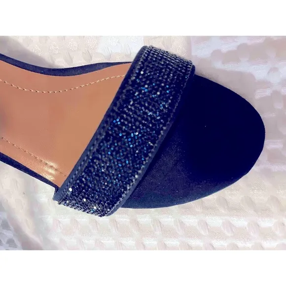 Style &amp; Co Dark Navy Microsuede Open Toe Stiletto Heels 6.5M, New Without Box.