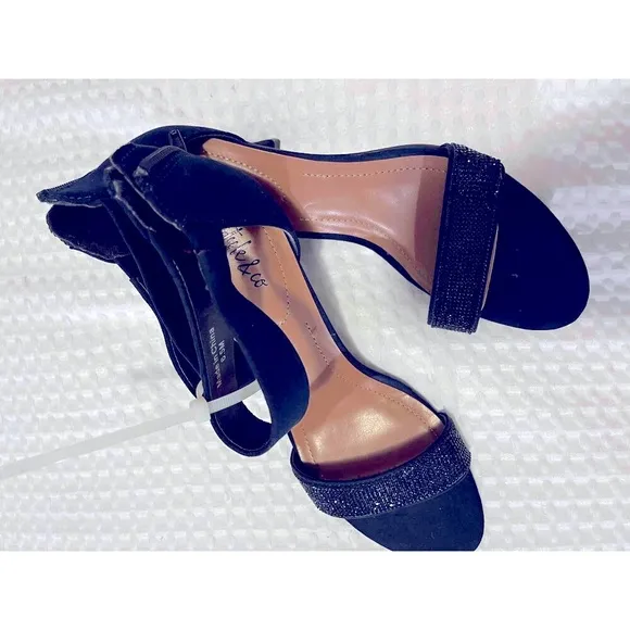 Style &amp; Co Dark Navy Microsuede Open Toe Stiletto Heels 6.5M, New Without Box.