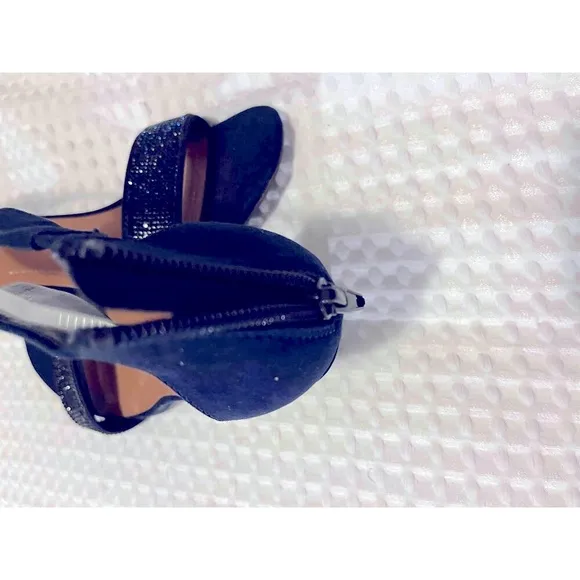 Style &amp; Co Dark Navy Microsuede Open Toe Stiletto Heels 6.5M, New Without Box.