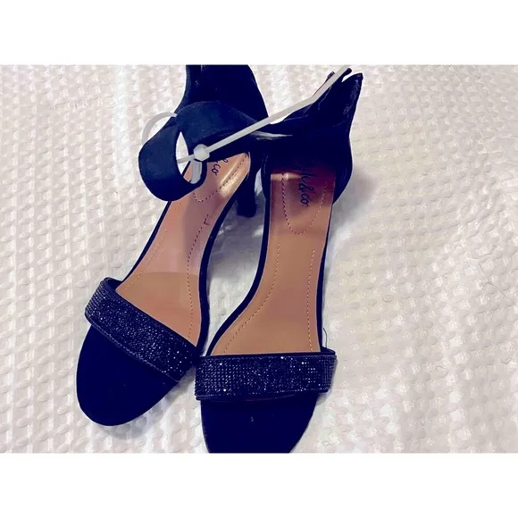 Style &amp; Co Dark Navy Microsuede Open Toe Stiletto Heels 6.5M, New Without Box.