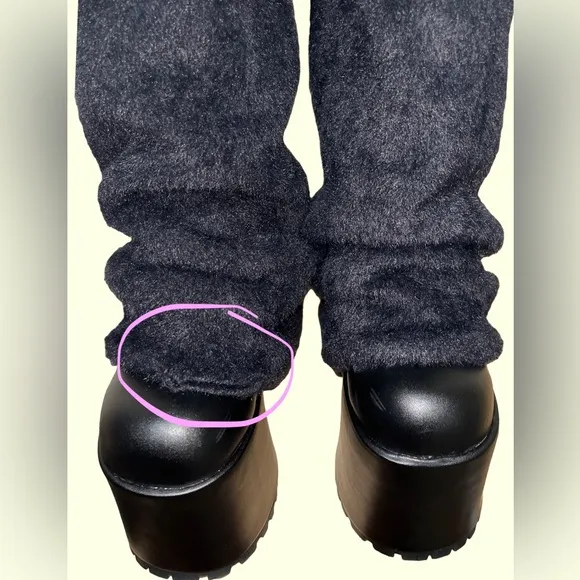 Sugar Thrillz Snuggle Wonderland Black Platform Boots with Leg Warmers