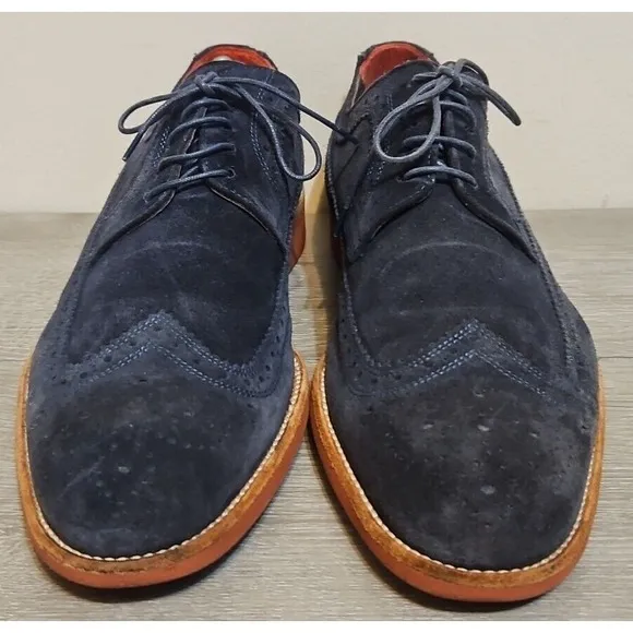 Suitsupply Blue Suede Wingtip Dress Shoes Men's Size 8 / 42 Made In Italy