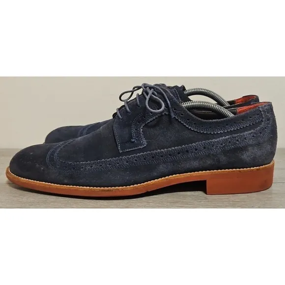 Suitsupply Blue Suede Wingtip Dress Shoes Men's Size 8 / 42 Made In Italy