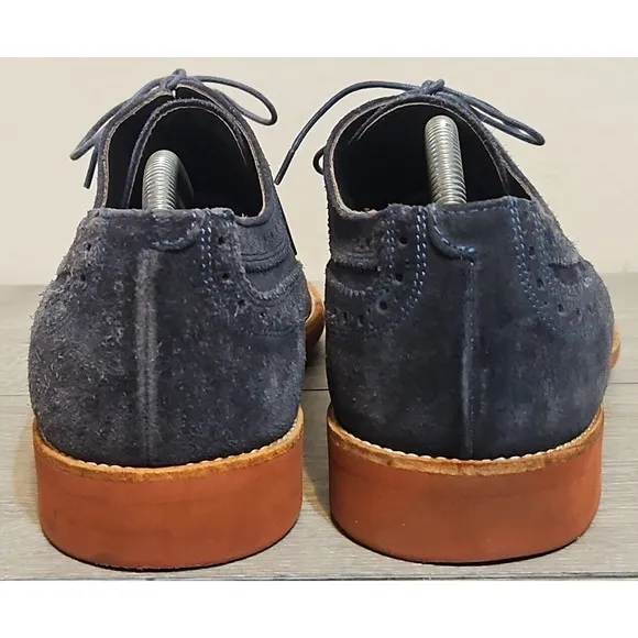 Suitsupply Blue Suede Wingtip Dress Shoes Men's Size 8 / 42 Made In Italy