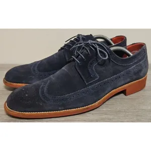 Suitsupply Blue Suede Wingtip Dress Shoes Men's Size 8 / 42 Made In Italy
