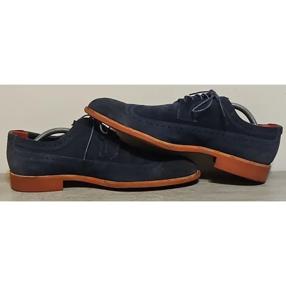 Suitsupply Blue Suede Wingtip Dress Shoes Men's Size 8 / 42 Made In Italy