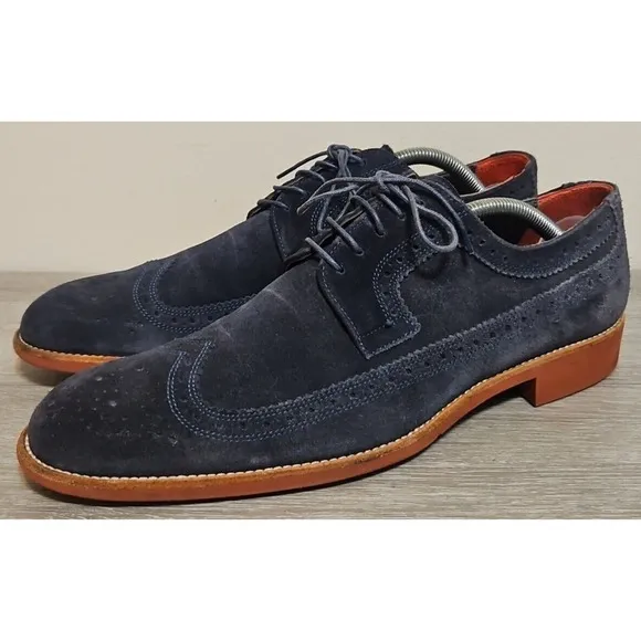 Suitsupply Blue Suede Wingtip Dress Shoes Men's Size 8 / 42 Made In Italy