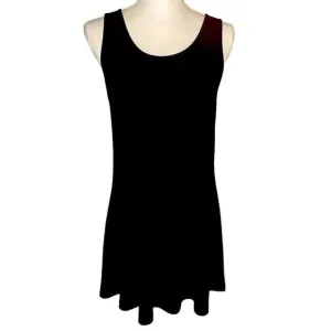 Sun Kim Wm’s Sz XS Black Stretch Jersey Sleeveless A-Line Tunic Lagenlook Dress