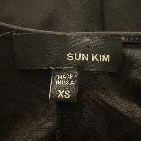Sun Kim Wm’s Sz XS Black Stretch Jersey Sleeveless A-Line Tunic Lagenlook Dress