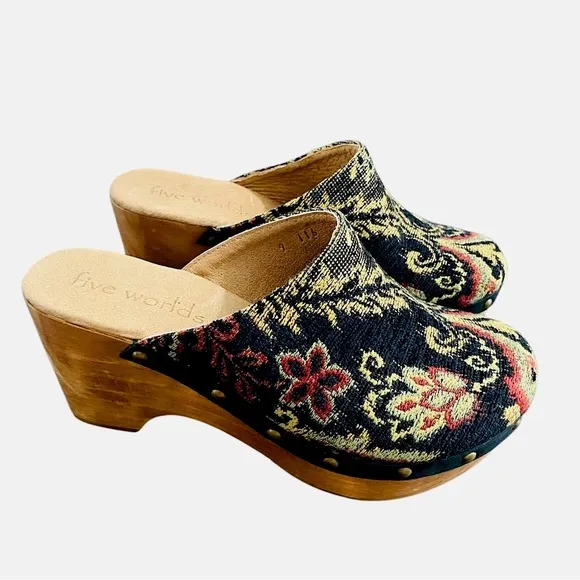 Sundance Cordani Zorba Tapestry Clogs Cyrilla Five Worlds 70s Boho