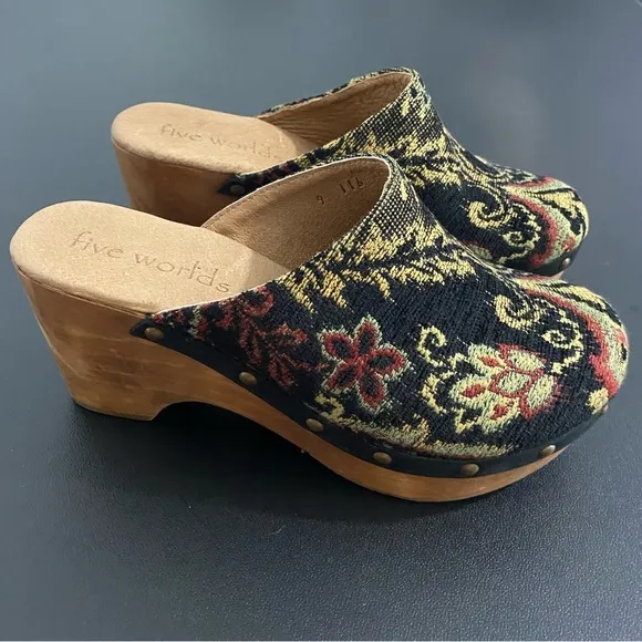 Sundance Cordani Zorba Tapestry Clogs Cyrilla Five Worlds 70s Boho