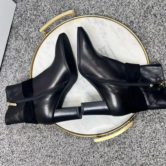 Sz 7 Karen Millen heeled boots with bow detail in black