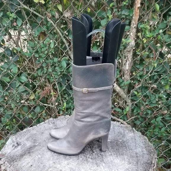 Sz 7.5 Genuine Leather High Heel Boots