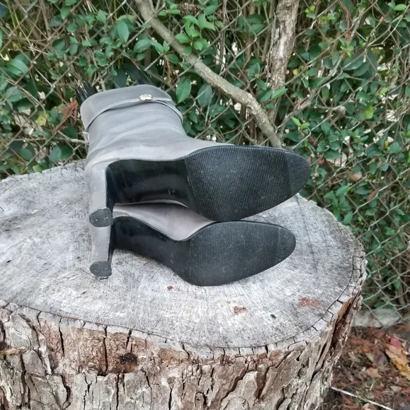 Sz 7.5 Genuine Leather High Heel Boots