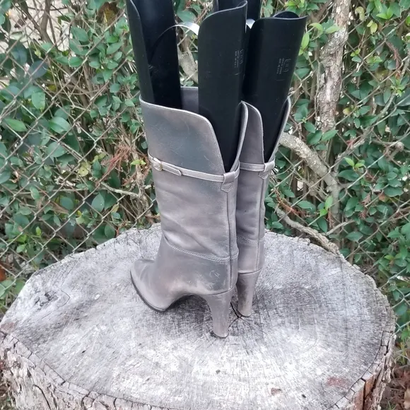Sz 7.5 Genuine Leather High Heel Boots