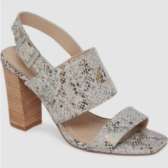 (T) Charles by Charles David City‎ Sand Reptile Print Block Heel Pumps, Size 8 M