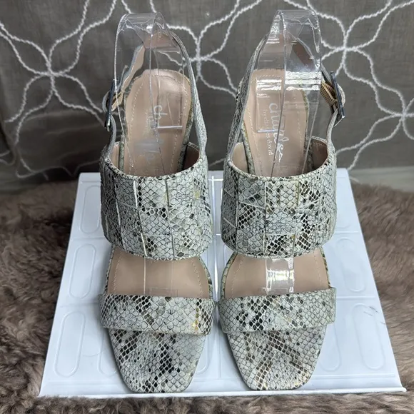 (T) Charles by Charles David City‎ Sand Reptile Print Block Heel Pumps, Size 8 M