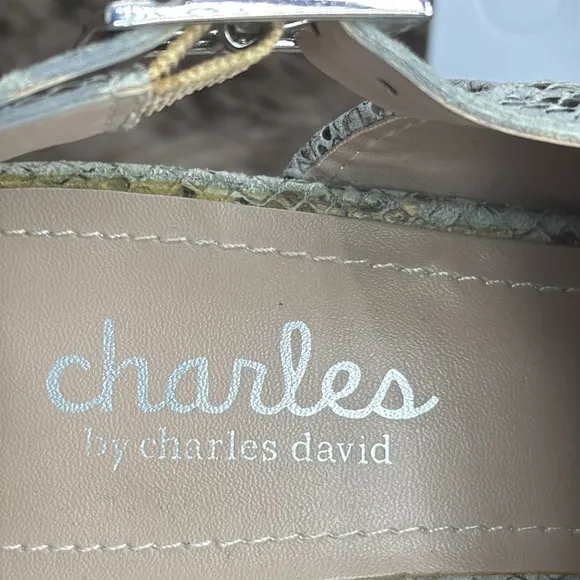 (T) Charles by Charles David City‎ Sand Reptile Print Block Heel Pumps, Size 8 M
