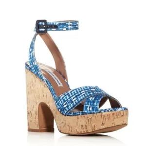 TABITHA SIMMONS Elena Crisscross Platform Wedge Sandals in Blue Size 39.5