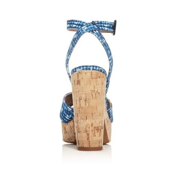TABITHA SIMMONS Elena Crisscross Platform Wedge Sandals in Blue Size 39.5