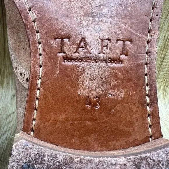 Taft Beck Suede Men's Size 10 EU 43 Brown Leather Oxford Wingtip Dress Shoes