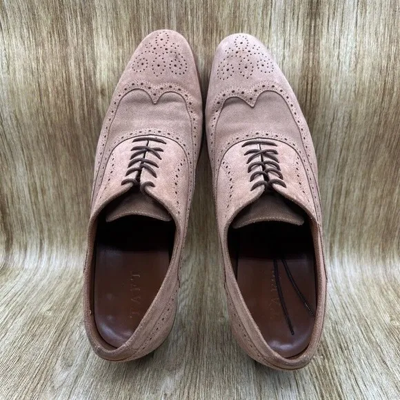 Taft Beck Suede Men's Size 10 EU 43 Brown Leather Oxford Wingtip Dress Shoes