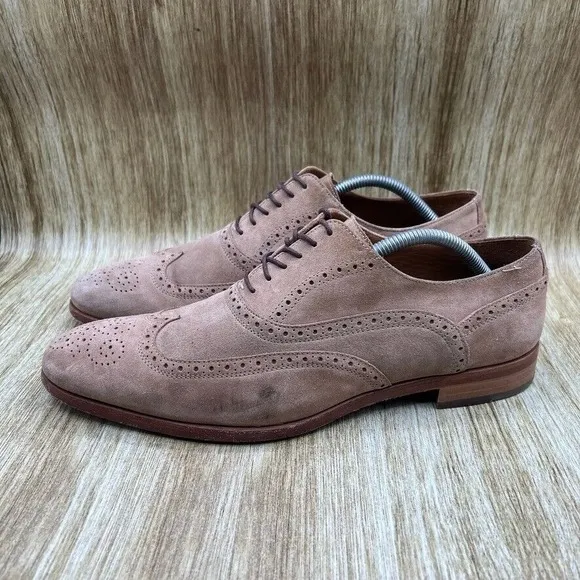 Taft Beck Suede Men's Size 10 EU 43 Brown Leather Oxford Wingtip Dress Shoes