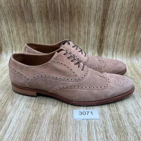 Taft Beck Suede Men's Size 10 EU 43 Brown Leather Oxford Wingtip Dress Shoes