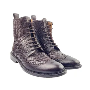 TAFT Men's Saint Handwoven Leather Wingtip Dress Boots - Size 41