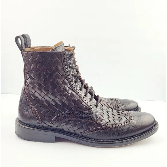 TAFT Men's Saint Handwoven Leather Wingtip Dress Boots - Size 41
